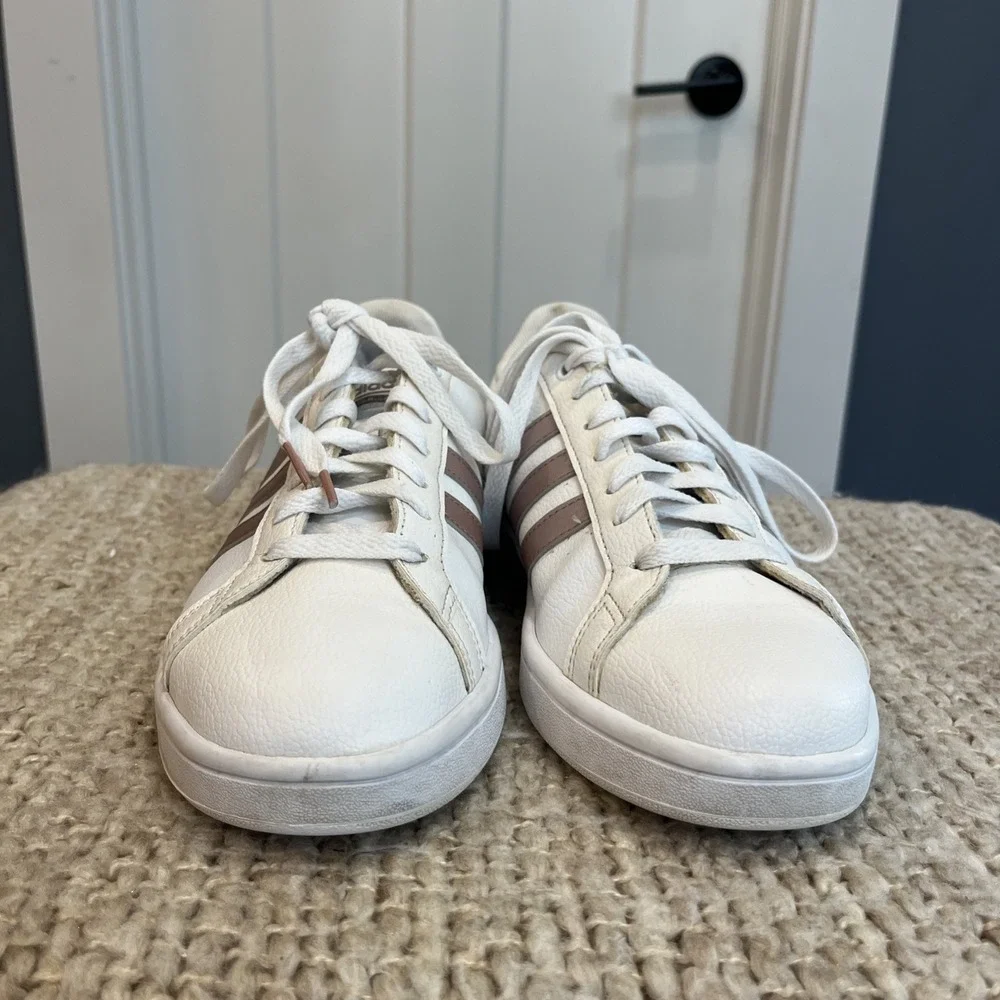 Adidas Women Cloudfoam Advantage DA9524‎ White Rose Gold Shoes Sneakers Size 9.5